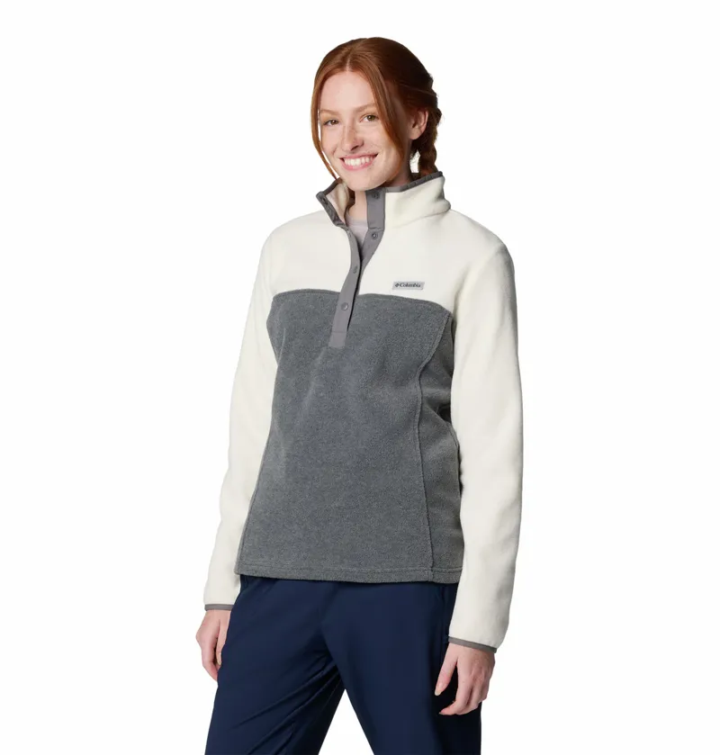 Columbia Women's Benton Springs 1/2 Snap Pullover in City Grey Heather/Chalk