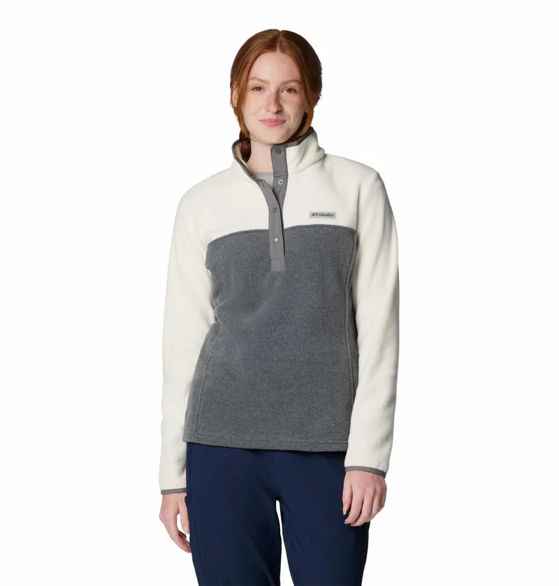 Columbia Women's Benton Springs 1/2 Snap Pullover in City Grey Heather/Chalk-1