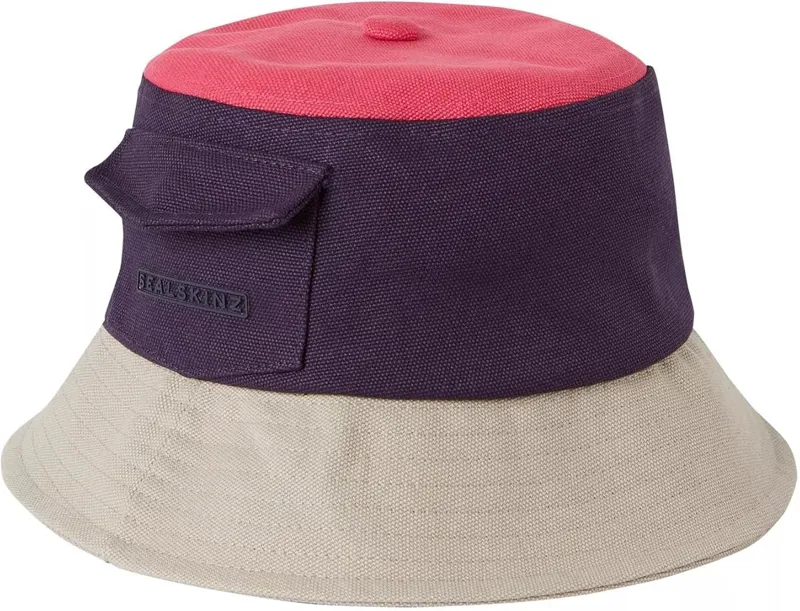 SEALSKINZ Waterproof Canvas bucket hat in Navy/Pink/Cream