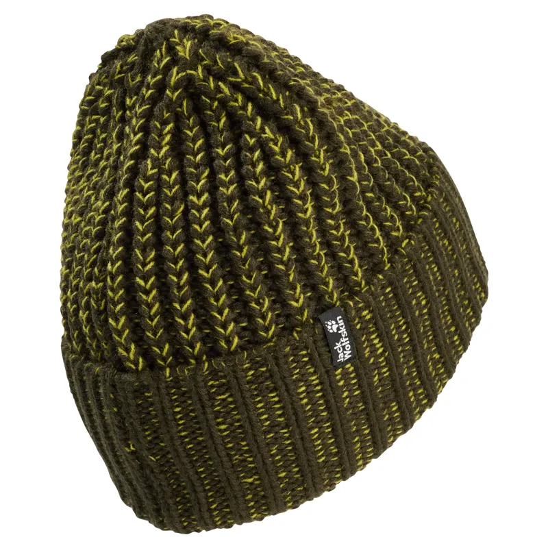 JACK WOLFSKIN Badge Paw Beanie in Obsidian Moss-2