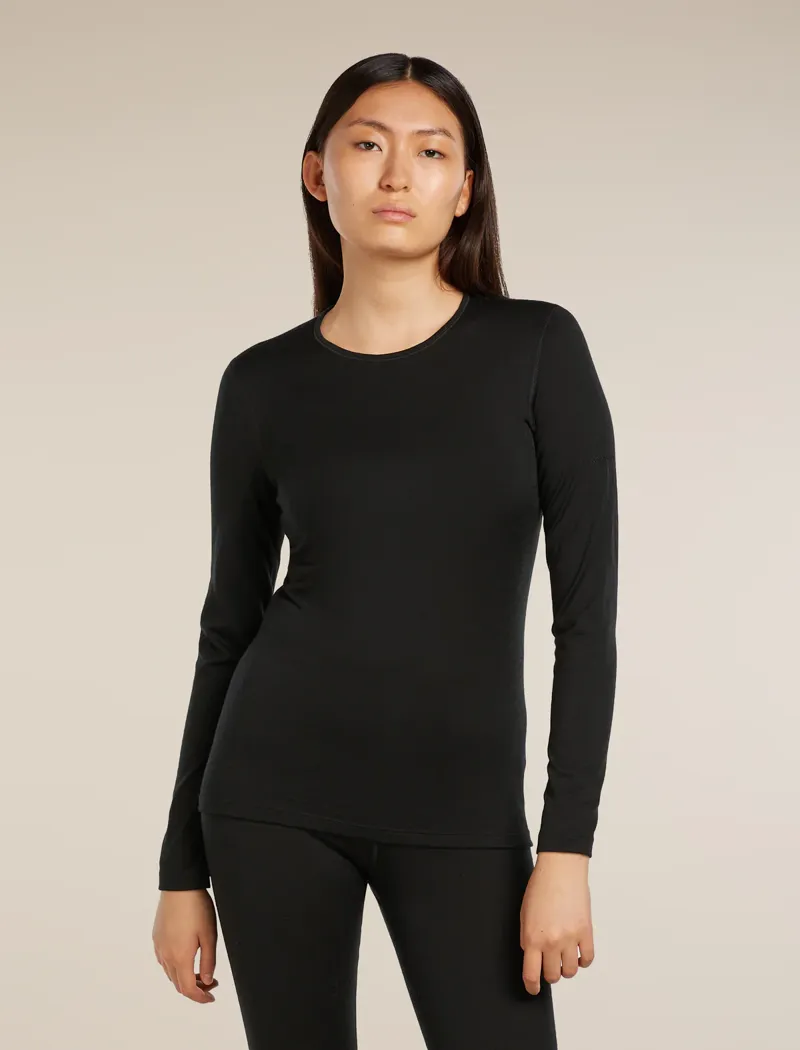 Icebreaker Women's Oasis Merino Long Sleeve Crewe - Black