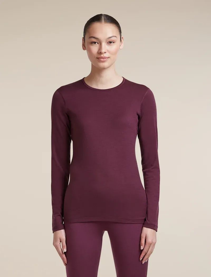 ICEBREAKER Women's Oasis Long Sleeve Merino Wool Crewe in Dark Berry