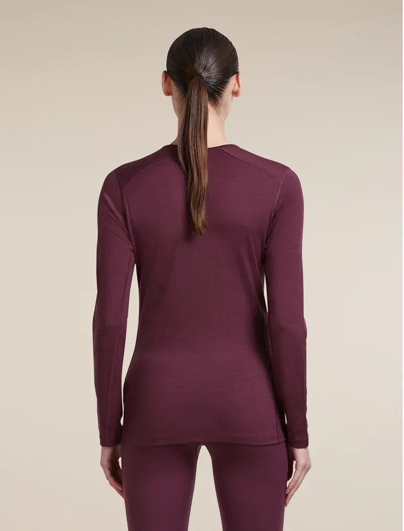 ICEBREAKER Women's Oasis Long Sleeve Merino Wool Crewe in Dark Berry-2