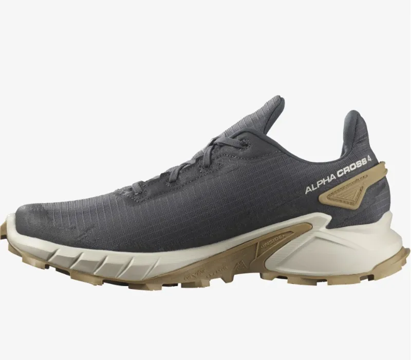 Salomon Alphacross 4 Trail Running Shoe in Ebony/Rainy days/phantom-4