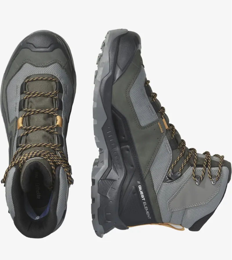 Salomon Quest Element Gore-Tex Waterproof Hiking Boots in Pewter/Belu/Buck-5