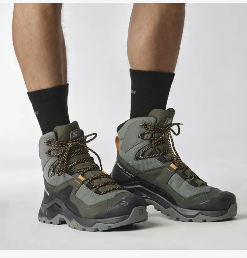 Salomon Quest Element Gore-Tex Waterproof Hiking Boots in Pewter/Belu/Buck-6