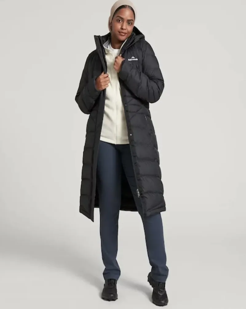 Kathmandu Winterburn Women's long down jacket in Black