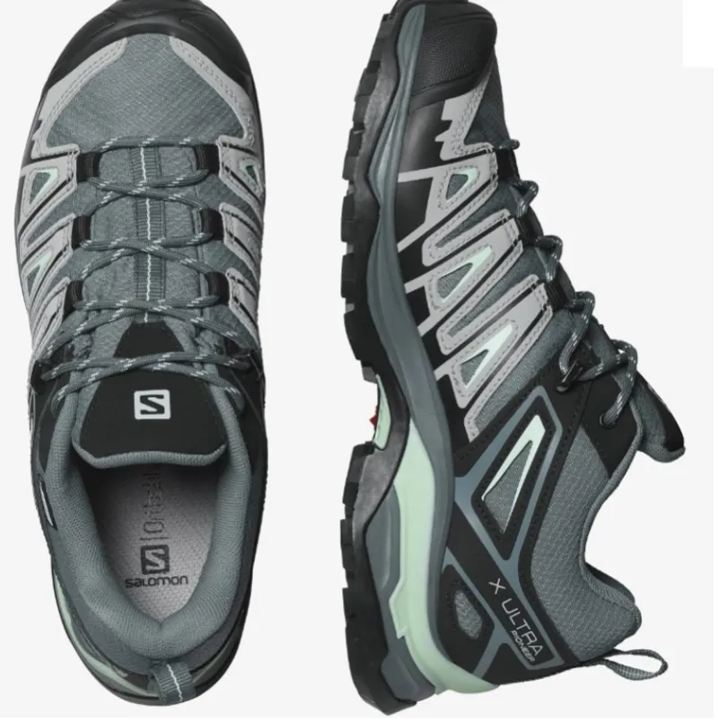 Salomon X Ultra Women's Pioneer Gore Tex Waterproof Shoe in Stormy Stormy weather/Alloy/Yucca-2