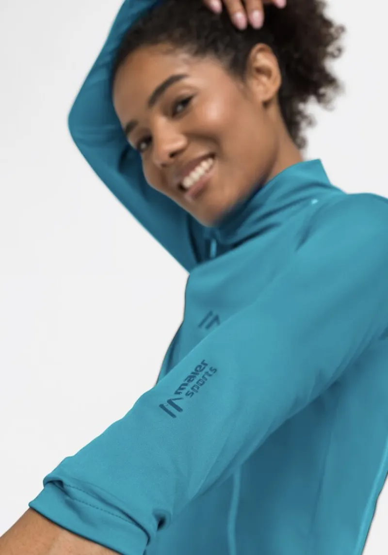 Maier Sports Women's Jenna Stretch Half Zip in Teal Pop-2