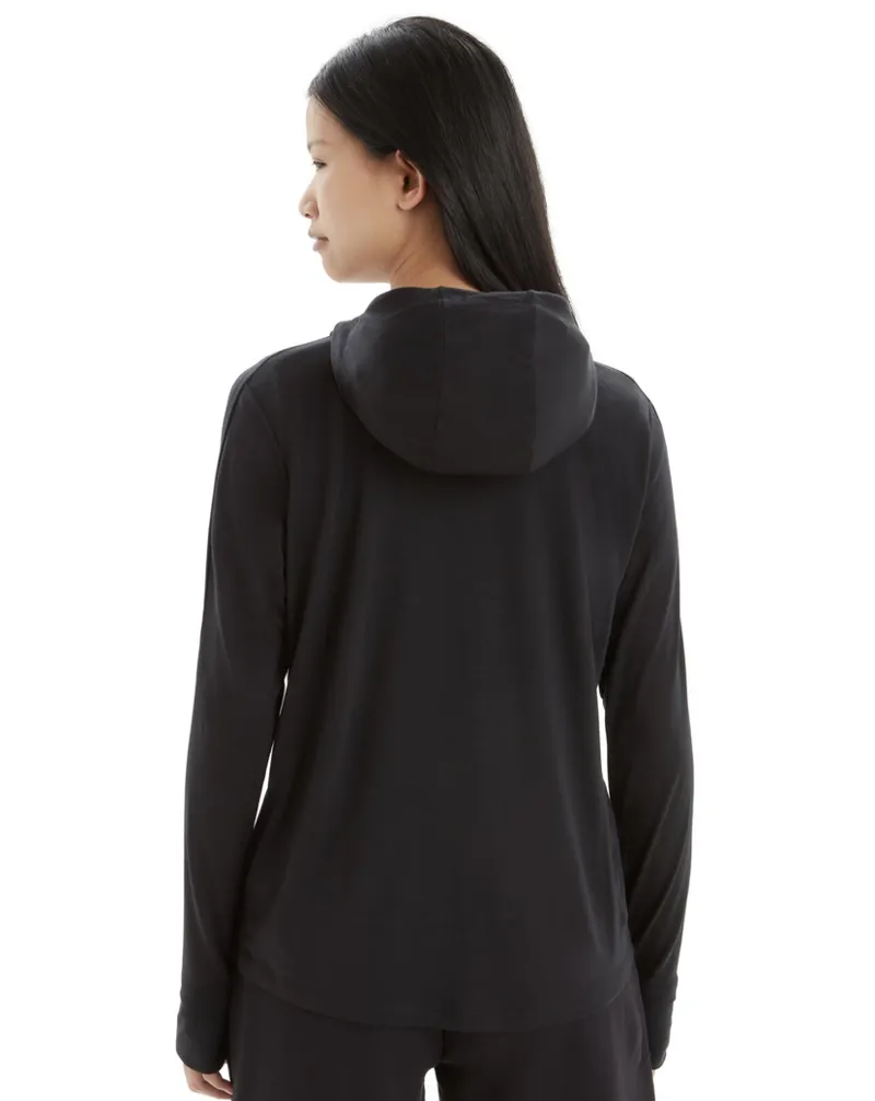 Icebreaker Womens Cool Lite LS Hoody in Black-2