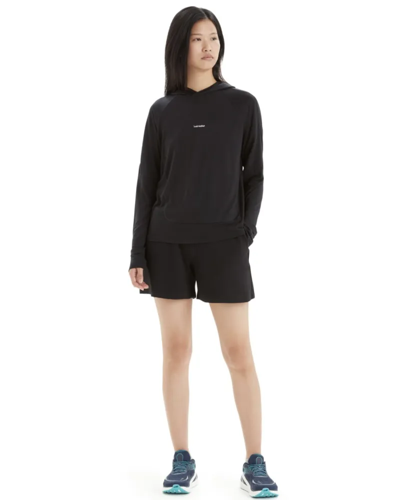 Icebreaker Womens Cool Lite LS Hoody in Black-3