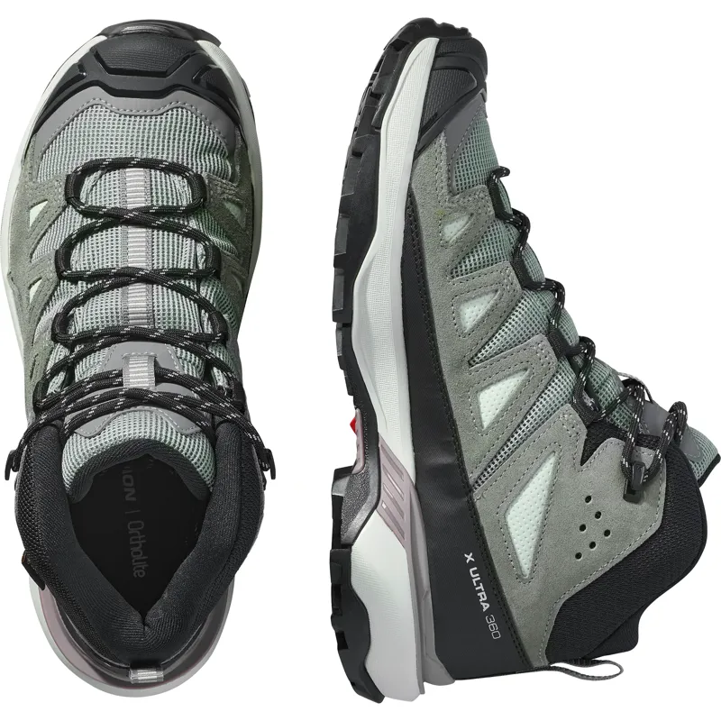 SALOMON Women's X Ultra 360 Mid Leather Gore-Tex Waterproof boot in Green Milieu-1
