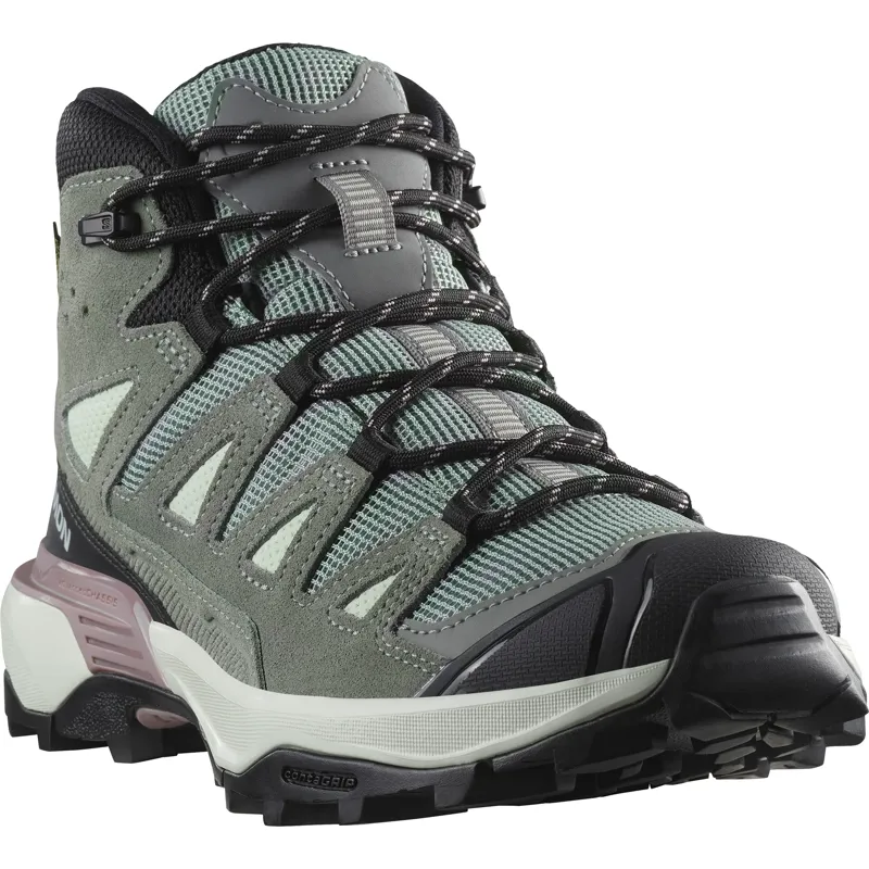 SALOMON Women's X Ultra 360 Mid Leather Gore-Tex Waterproof boot in Green Milieu-2