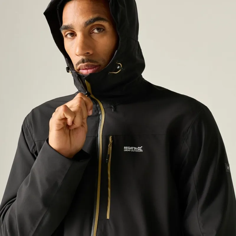 REGATTA Birchdale Waterproof Jacket in Black/Wood Brown-3