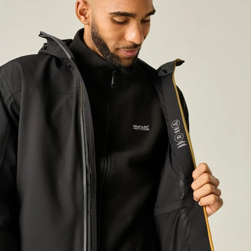 REGATTA Birchdale Waterproof Jacket in Black/Wood Brown-2