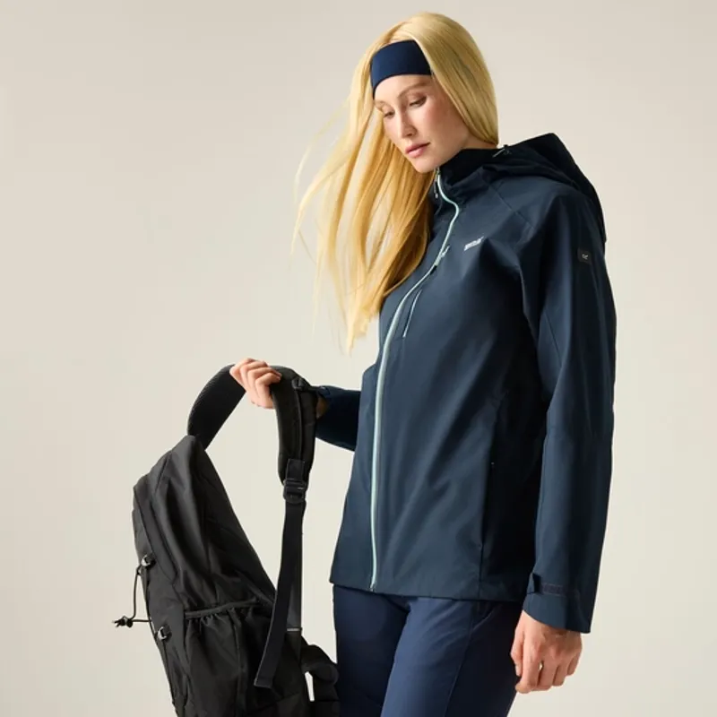 REGATTA WOMEN'S Birchdale Waterproof Jacket in Navy/Icy Moon-1
