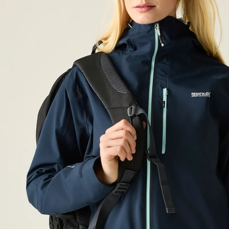 REGATTA WOMEN'S Birchdale Waterproof Jacket in Navy/Icy Moon-3