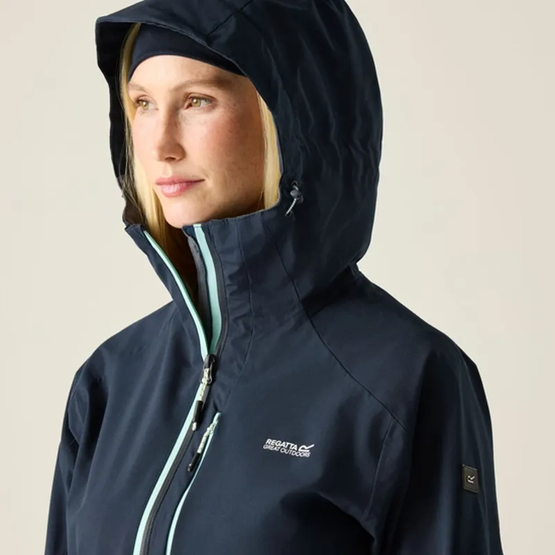 REGATTA WOMEN'S Birchdale Waterproof Jacket in Navy/Icy Moon-6