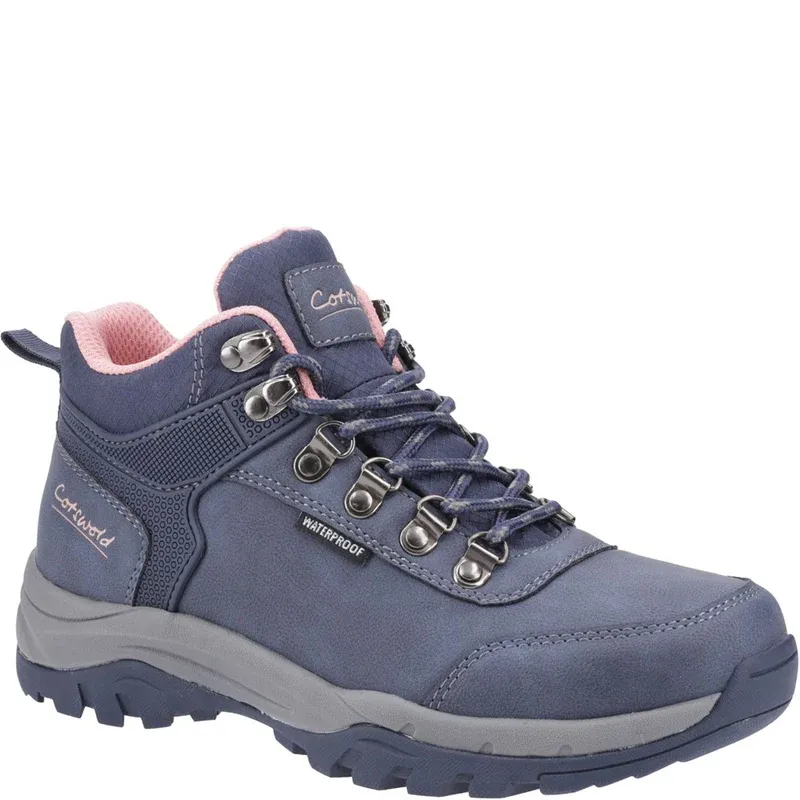 COTSWOLD Women's Overbury Mid Lightweight Leather Waterproof Boot in Navy