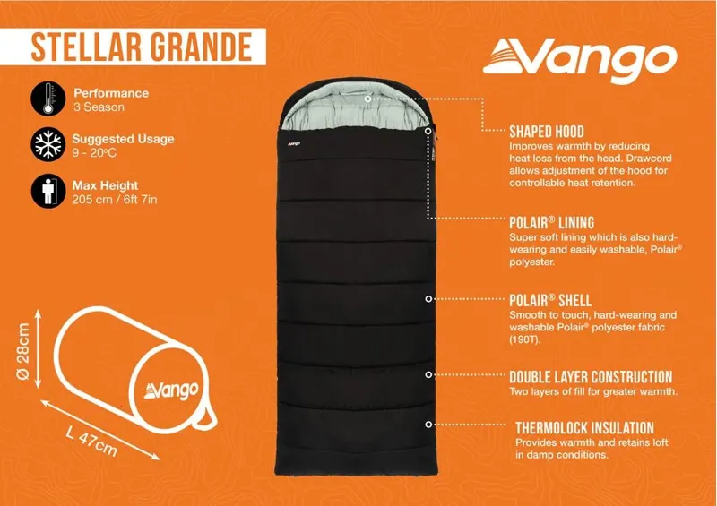 VANGO Stellar Grande Sleeping Bag in Black-1