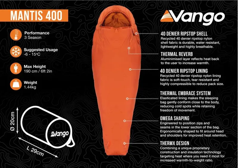VANGO Mantis 400 Sleeping bag in Harissa-3