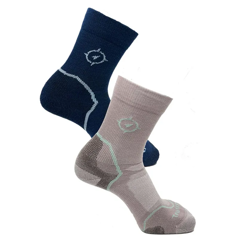 TRUTREK Merino Hiker Light Weight 2 Pack sock's in Navy/Slate