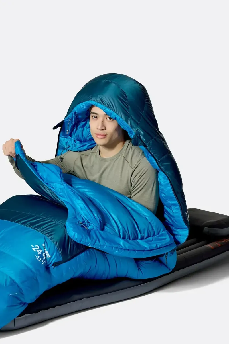 Rab Ascent -6c Down Sleeping Bag in Tempest Blue/Maya Blue-10