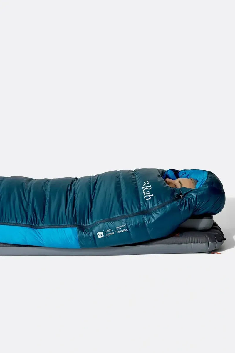 Rab Ascent -6c Down Sleeping Bag in Tempest Blue/Maya Blue-11