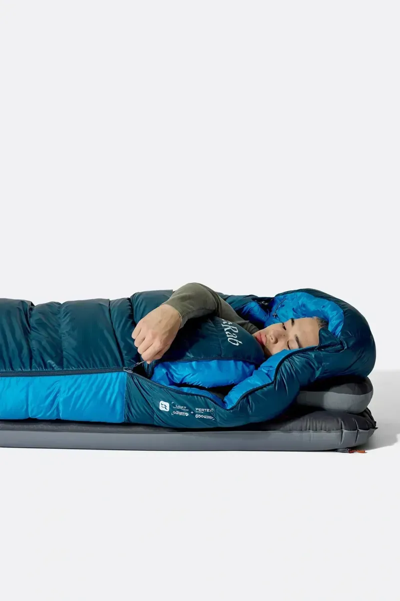 Rab Ascent -6c Down Sleeping Bag in Tempest Blue/Maya Blue-12