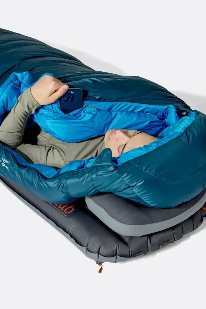 Rab Ascent -6c Down Sleeping Bag in Tempest Blue/Maya Blue-13