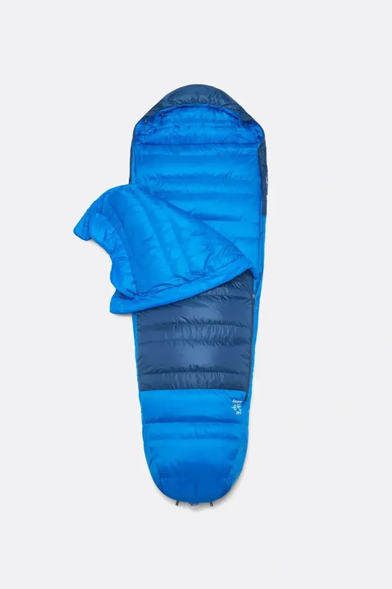 Rab Ascent -6c Down Sleeping Bag in Tempest Blue/Maya Blue-2
