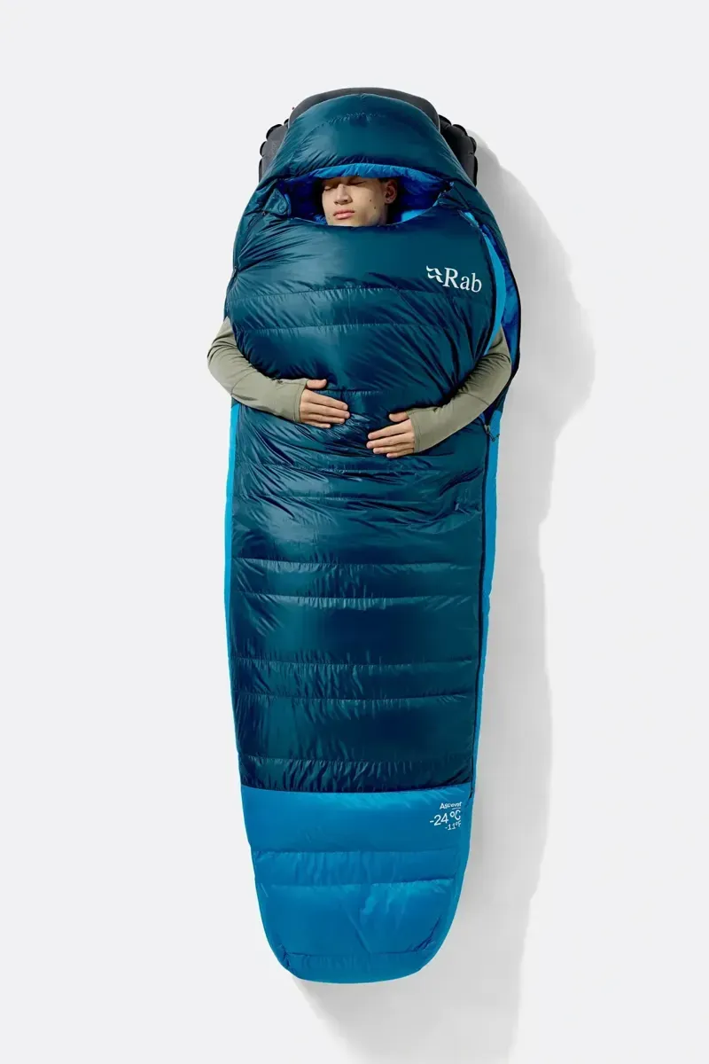 Rab Ascent -6c Down Sleeping Bag in Tempest Blue/Maya Blue-5