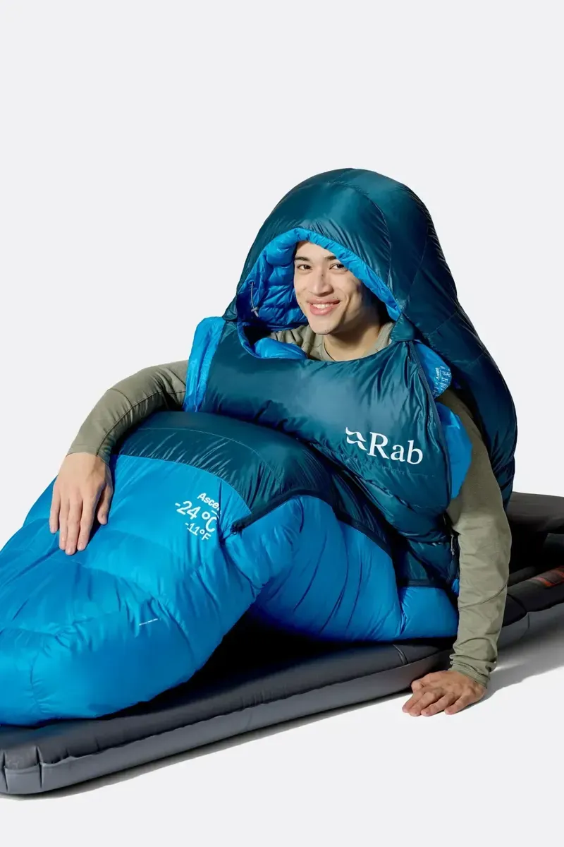 Rab Ascent -6c Down Sleeping Bag in Tempest Blue/Maya Blue-9